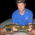 Spence Erwin caught this nice 22 inch trout and a dozen others on his first saltwater fly fishing trip!