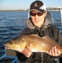 Redfish are crashing bait on the flats! Jeff Cha stuck this nice 28 inch redfish today!